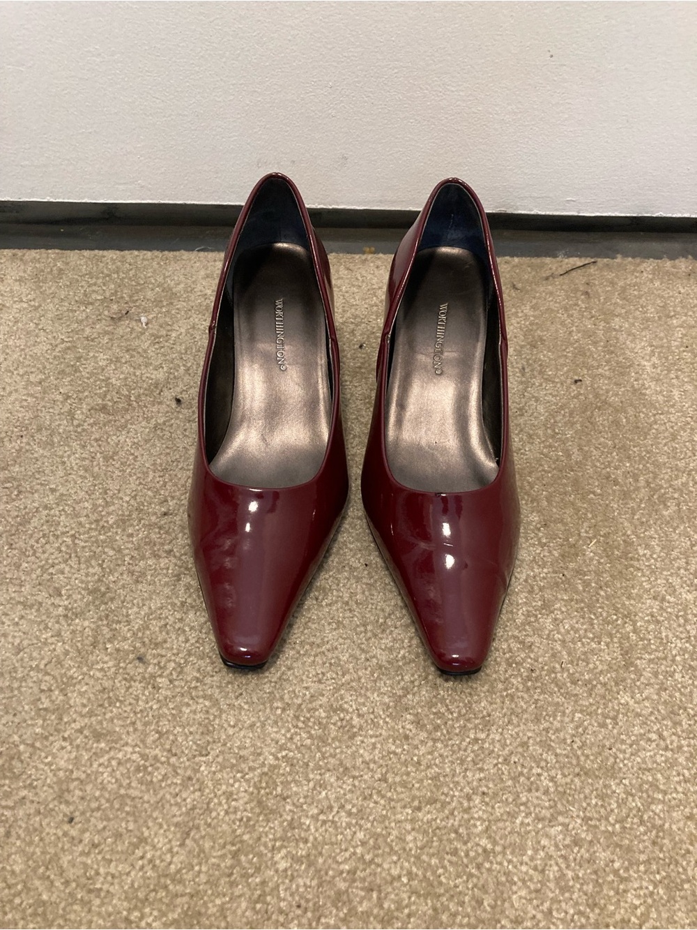Worthington Patent Pointed-Toe Pumps in Deep Wine
